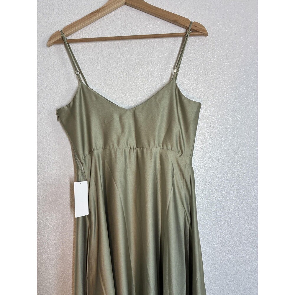 Show Me Your Mumu Faith Maxi Dress Womens Small Green Satin V Neck Wedding - Picture 7 of 16